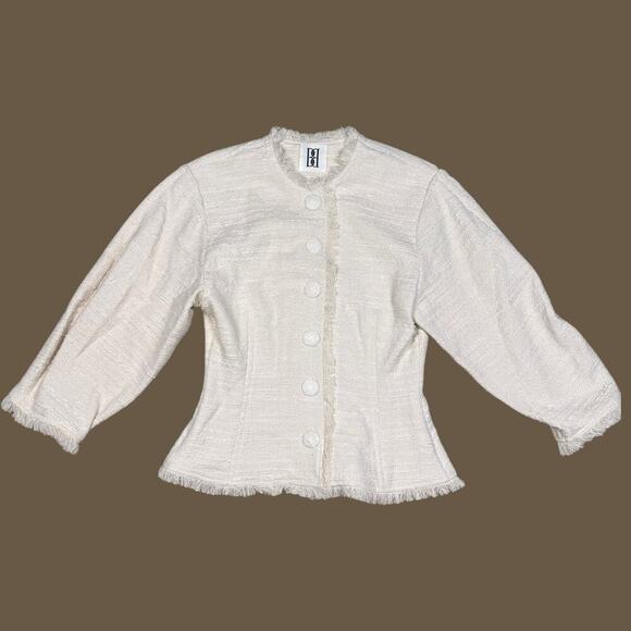 By Malene Birger Vascaya Fringed Bouclé Blazer Medium NWOT - Picture 11 of 12